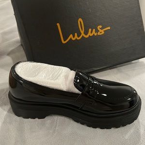 Lulu’s size 7 Maysie Black Platform Loafers *NEVER WORN*